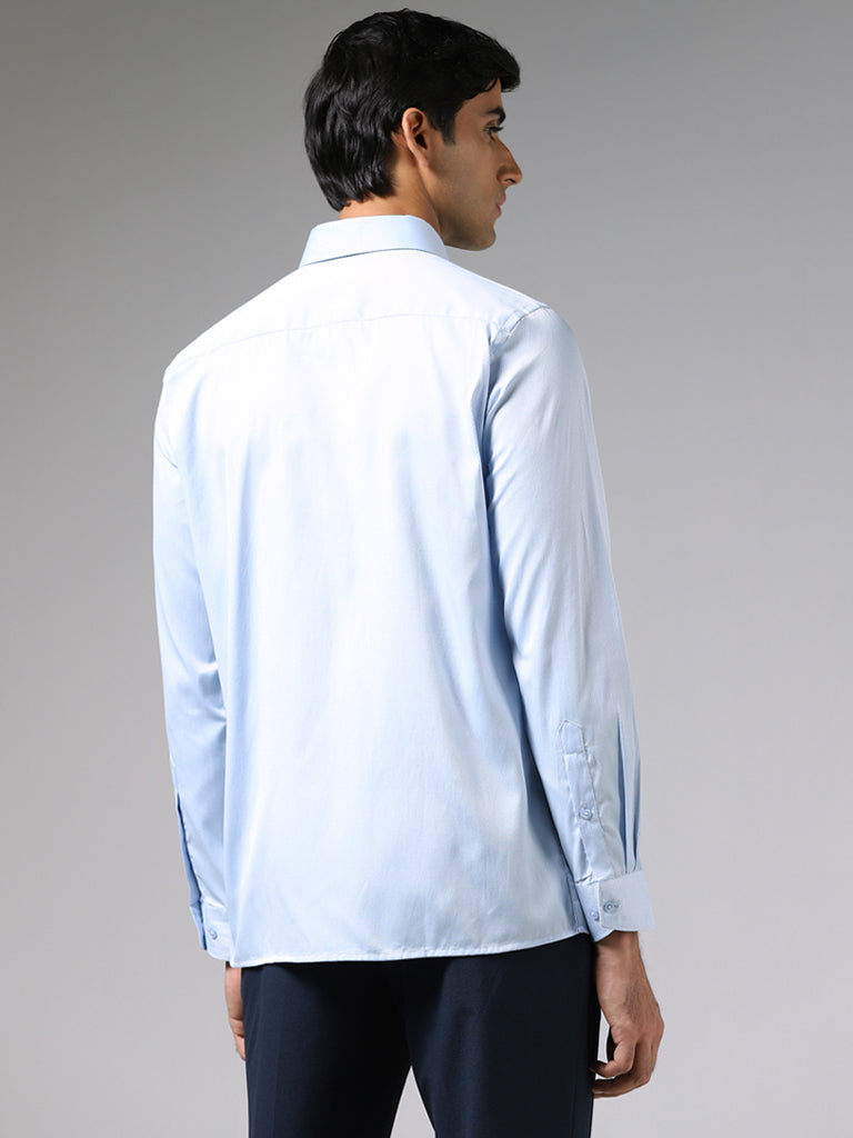 WES Formals Light Blue Slim-Fit Shirt