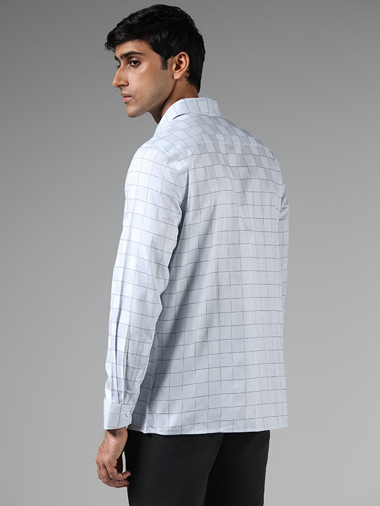 WES Formals White Windowpane Checked Slim-Fit Shirt