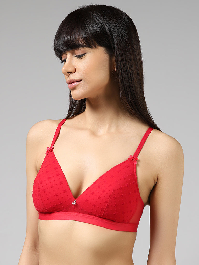 Superstar Cherry Red Star Mesh Padded Bra