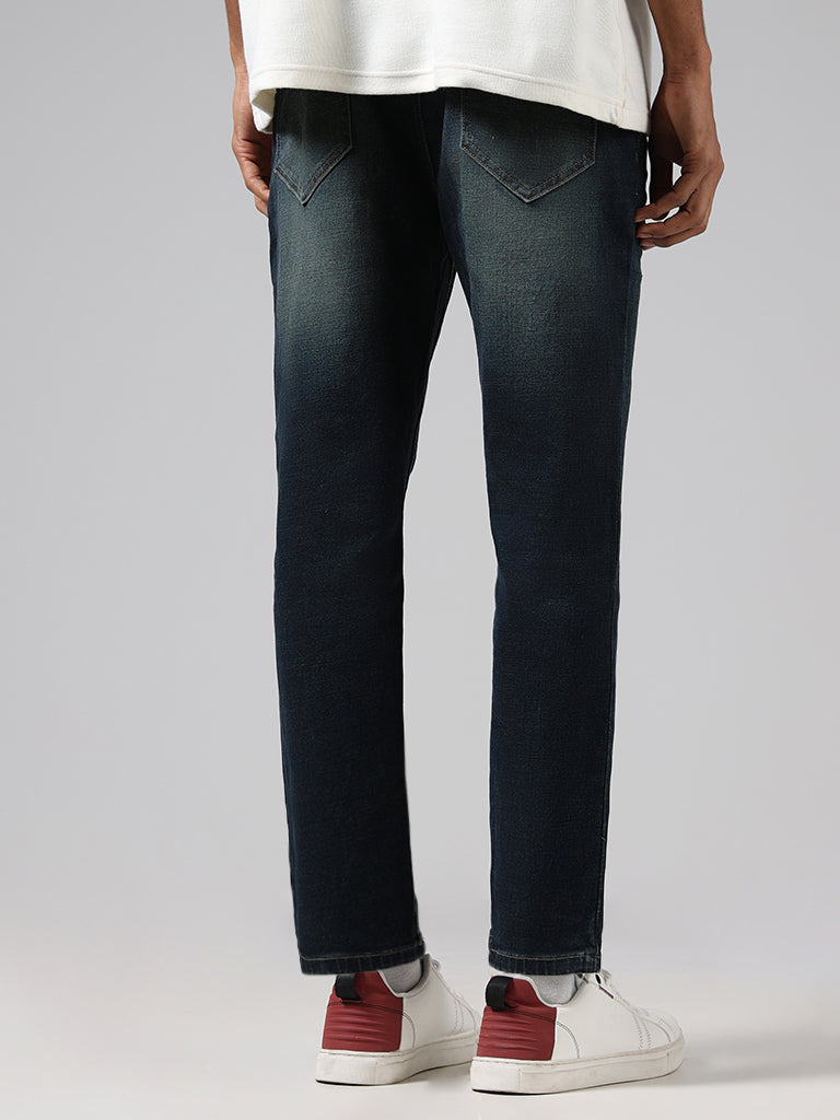 Nuon Dark Blue Straight - Fit Mid - Rise Jeans