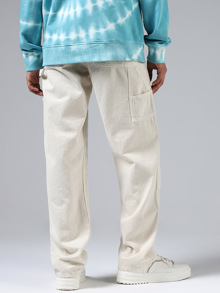 Nuon Off-White Relaxed - Fit Mid - Rise Jeans