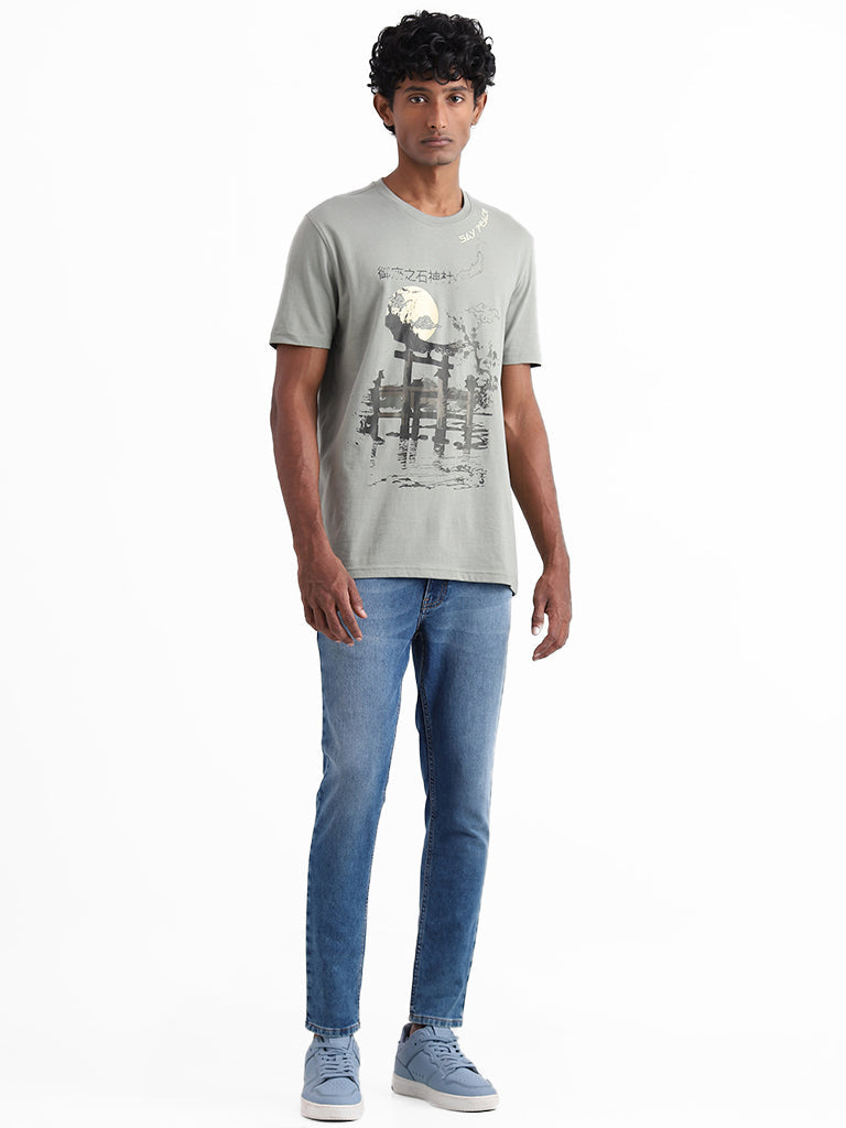 Nuon Sage Moon Graphic Printed Cotton Slim-Fit T-Shirt