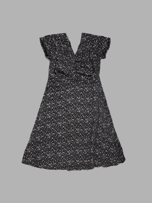 Y&F Kids Black Ditsy Floral Printed Dress