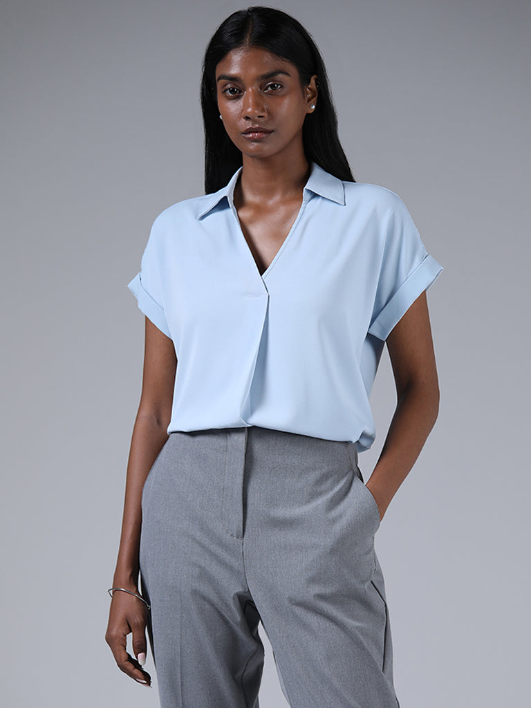 Wardrobe Solid Powder Blue Top