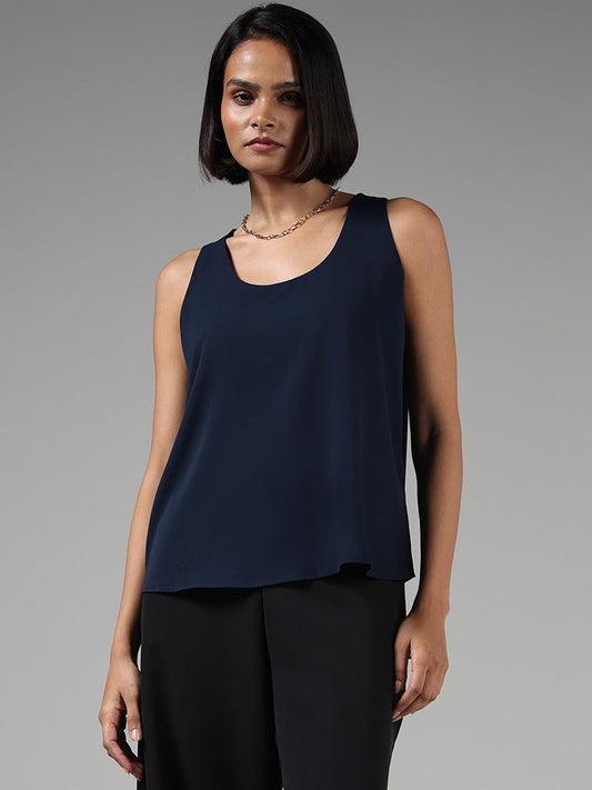 Wardrobe Solid Navy Blue Top