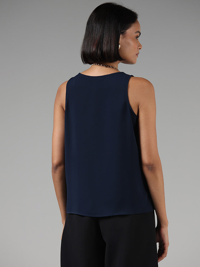 Wardrobe Solid Navy Blue Top