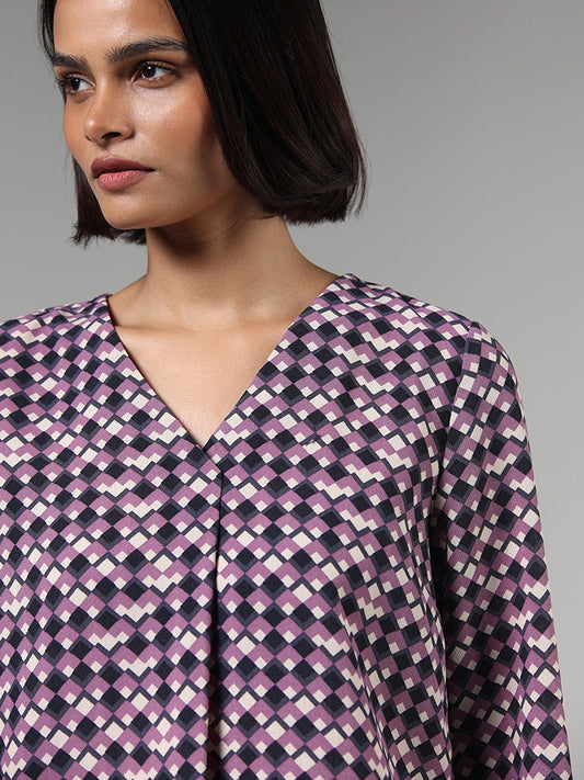 Wardrobe Purple Geometric Printed Top