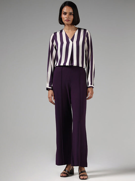 Wardrobe Dark Purple Striped Top