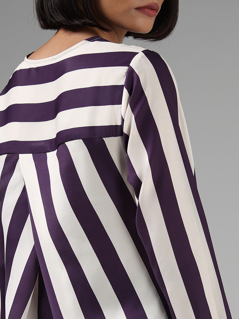 Wardrobe Dark Purple Striped Top