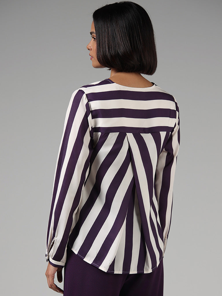 Wardrobe Dark Purple Striped Top