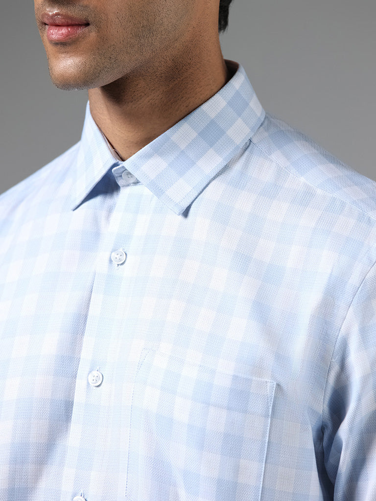 WES Formals White Checked Relaxed-Fit Shirt