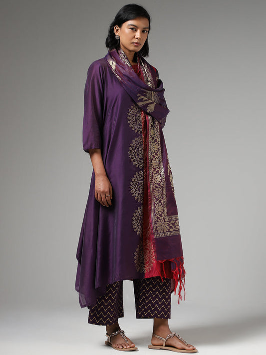 Utsa Pink & Purple Bandhani Printed Kurta with Inner