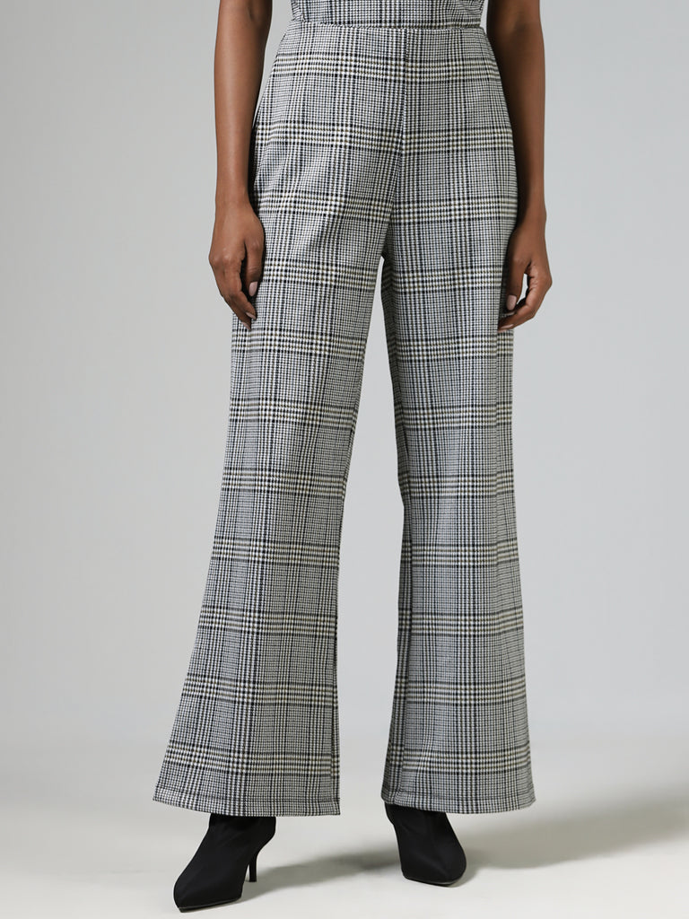 Wardrobe Grey Plaid Checked Trousers