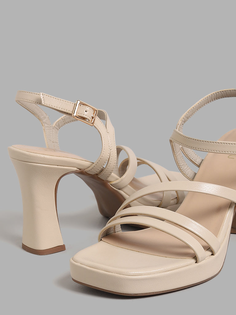 LUNA BLU Solid Ivory Heel Sandals