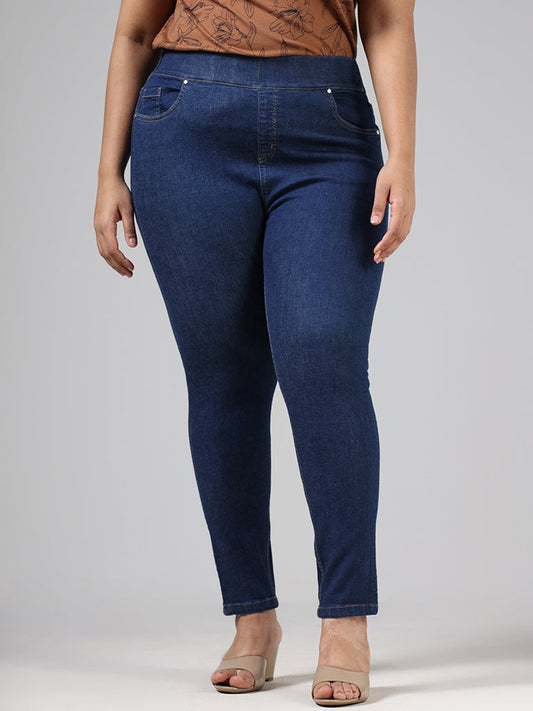 Gia Solid Dark Blue Ankle Length Denim Slim Fit Jeggings