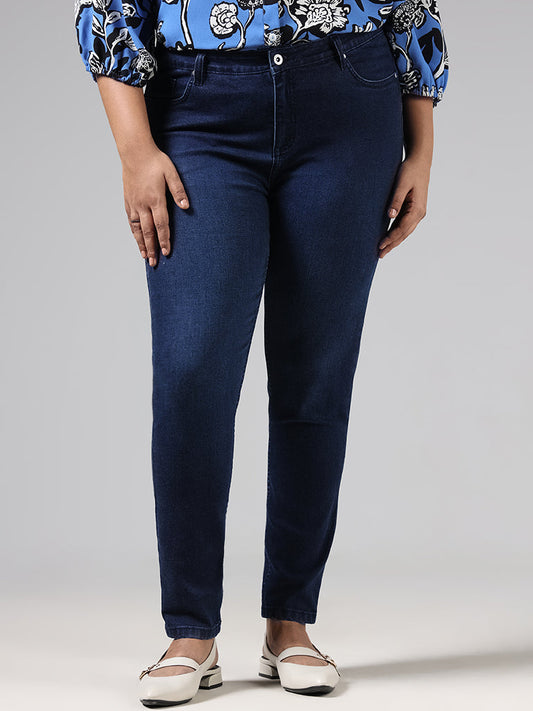 Gia Dark Blue Mid Rise  Slim Fit Jeans