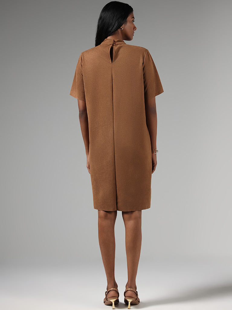 Wardrobe Brown Suede Shift Dress