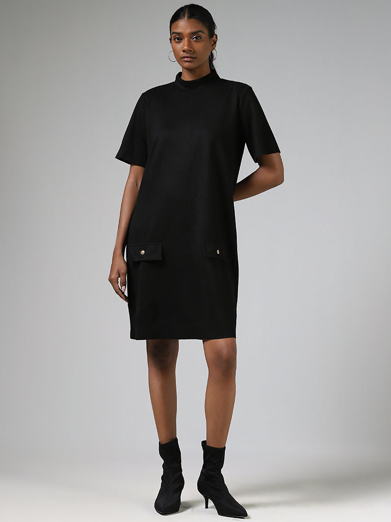 Wardrobe Solid Black Shift Dress