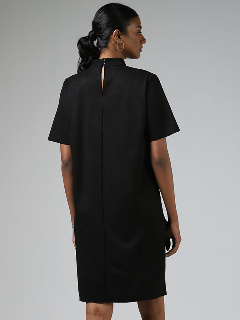 Wardrobe Solid Black Shift Dress