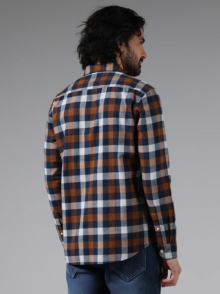 WES Casuals Multicolor Checked Cotton Slim-Fit Shirt