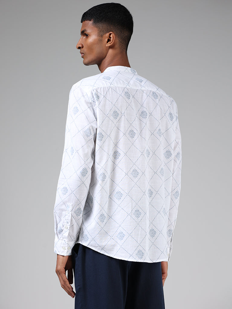 ETA Off White Geometric Printed Resort-Fit Shirt