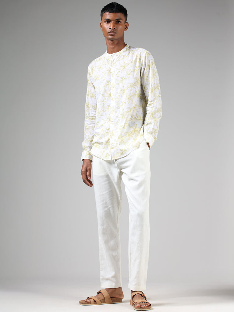 ETA Lime Floral Printed Cotton Resort-Fit Shirt