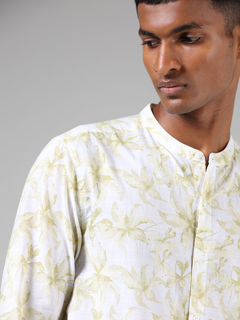 ETA Lime Floral Printed Cotton Resort-Fit Shirt