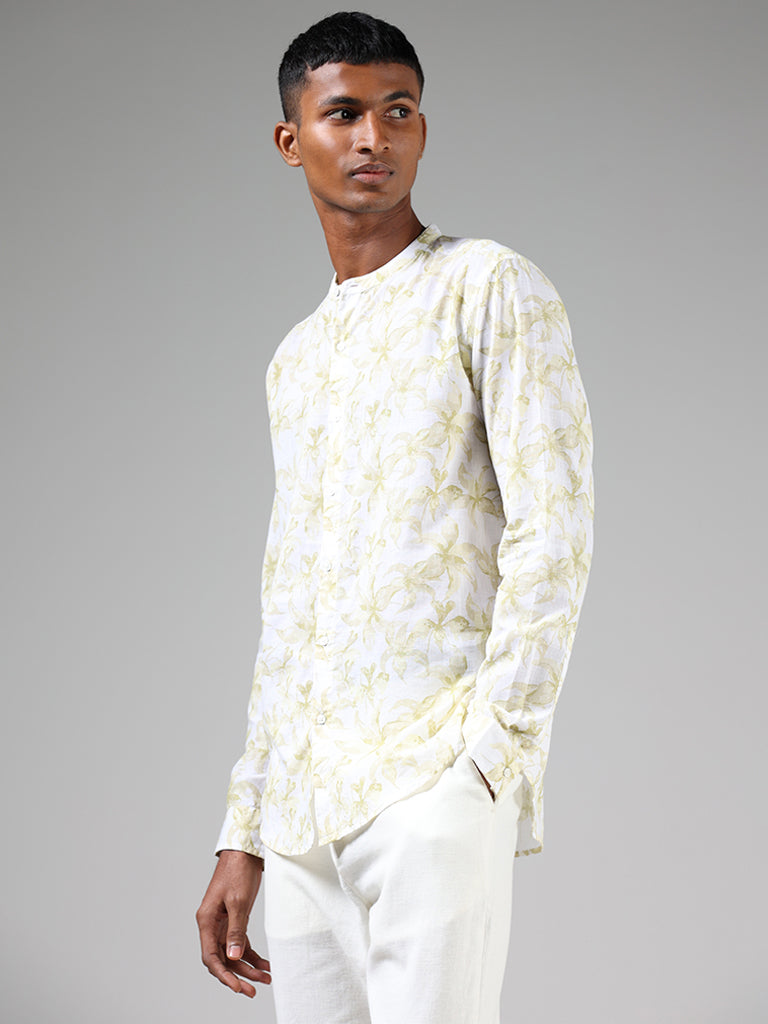 ETA Lime Floral Printed Cotton Resort-Fit Shirt