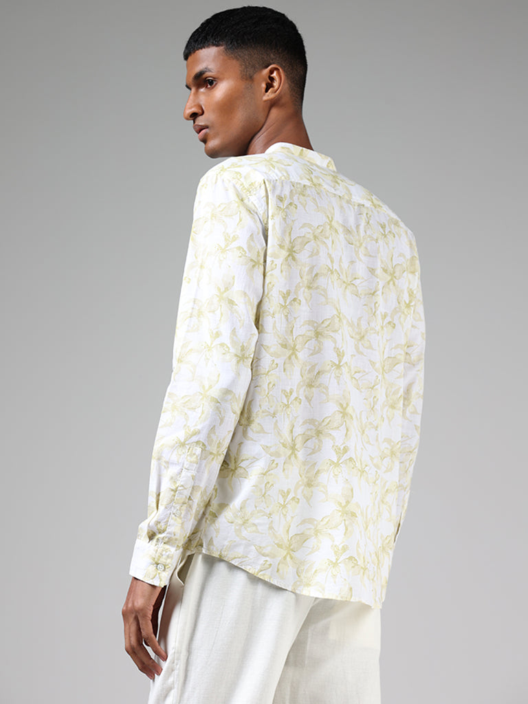 ETA Lime Floral Printed Cotton Resort-Fit Shirt