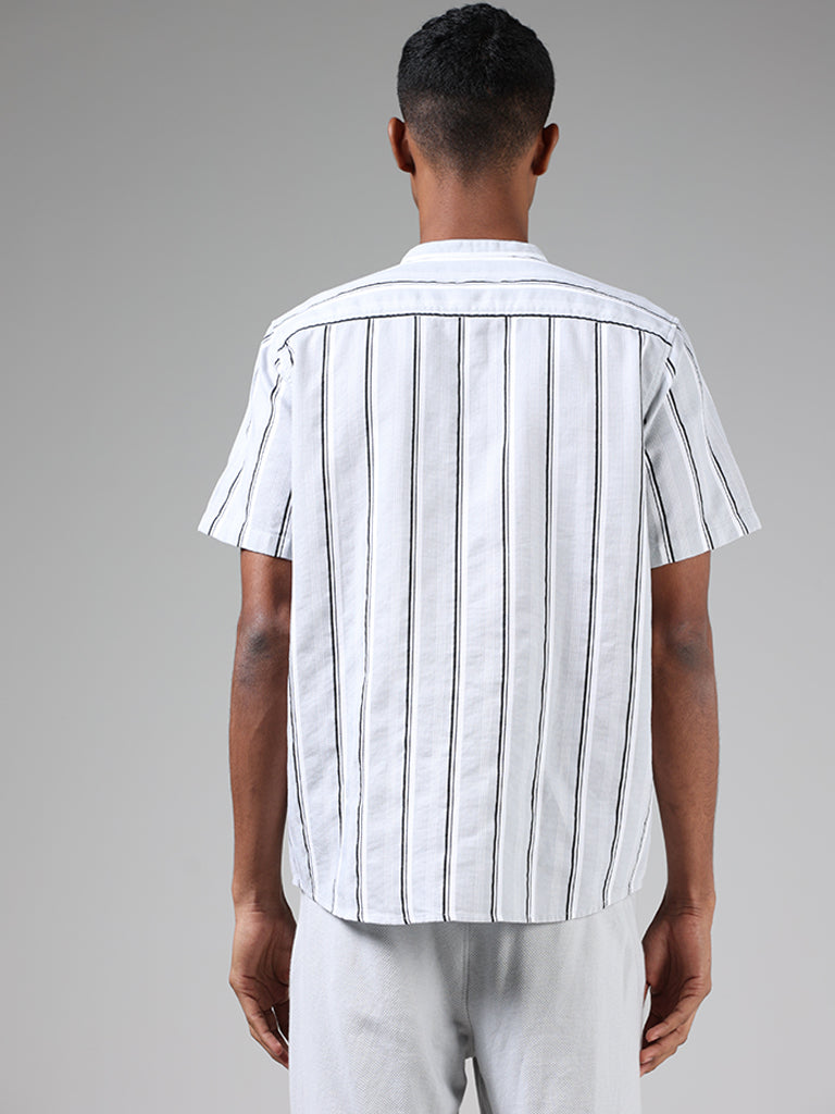 ETA Light Grey Striped Cotton Resort-Fit Shirt