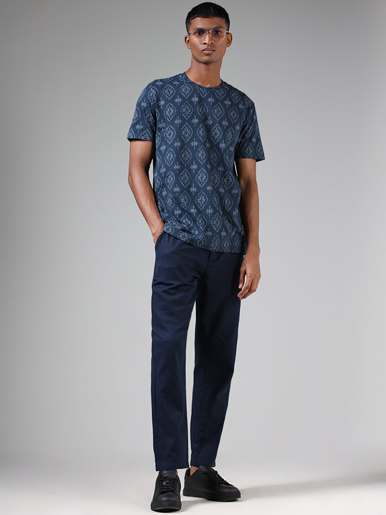 ETA Navy Ikat Printed Slim-Fit T-Shirt