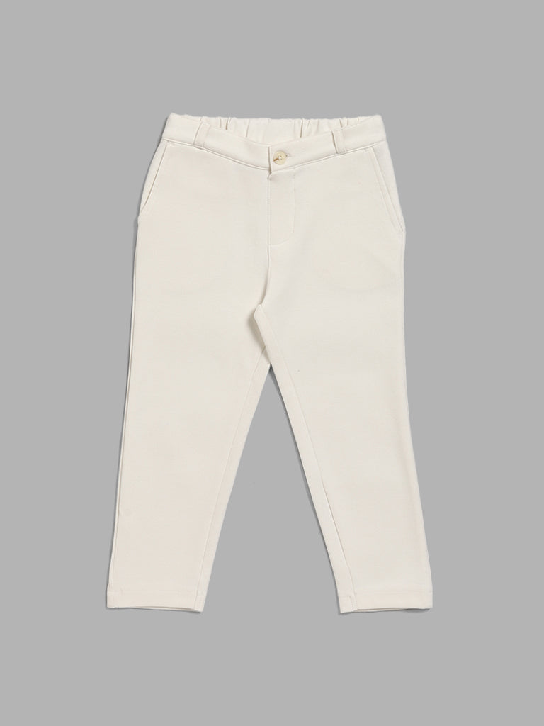 HOP Kids Solid Off White Trousers