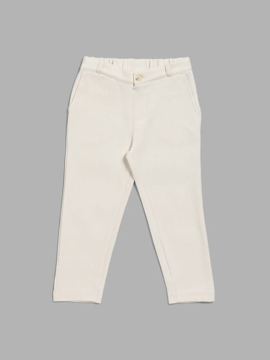 HOP Kids Solid Off White Trousers