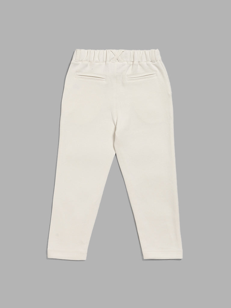 HOP Kids Solid Off White Trousers