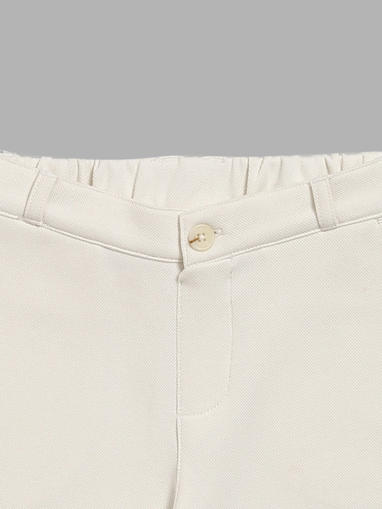 HOP Kids Solid Off White Trousers