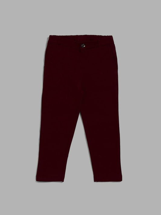 HOP Kids Solid Burgundy Trousers