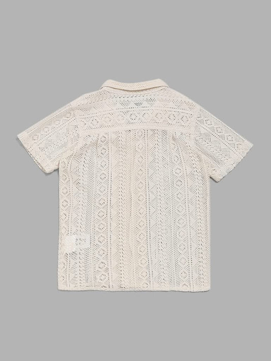 HOP Kids Off White Mesh Shirt