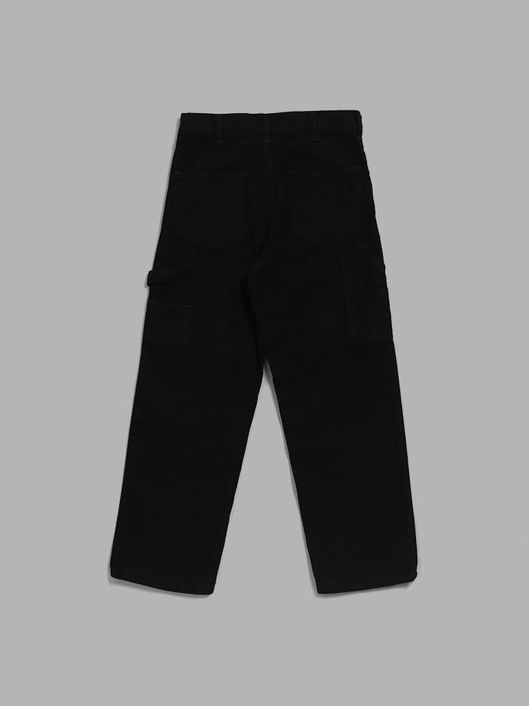 Y&F Kids Solid Black Cargo Pants