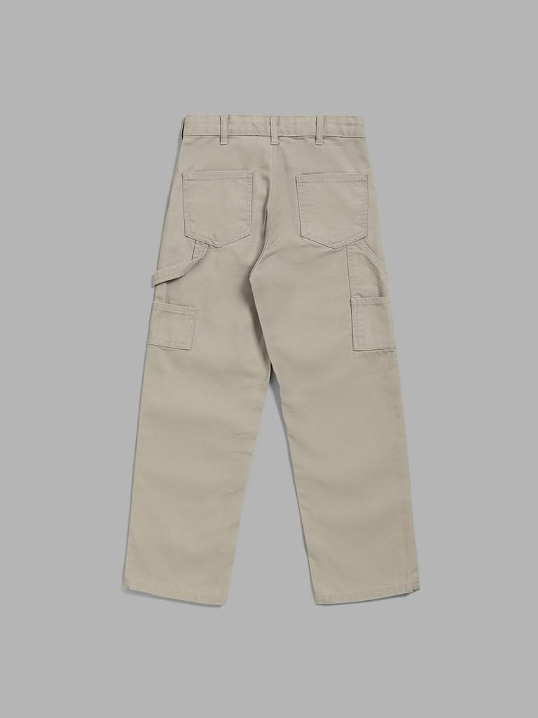 Y&F Kids Solid Beige Cargo Pants