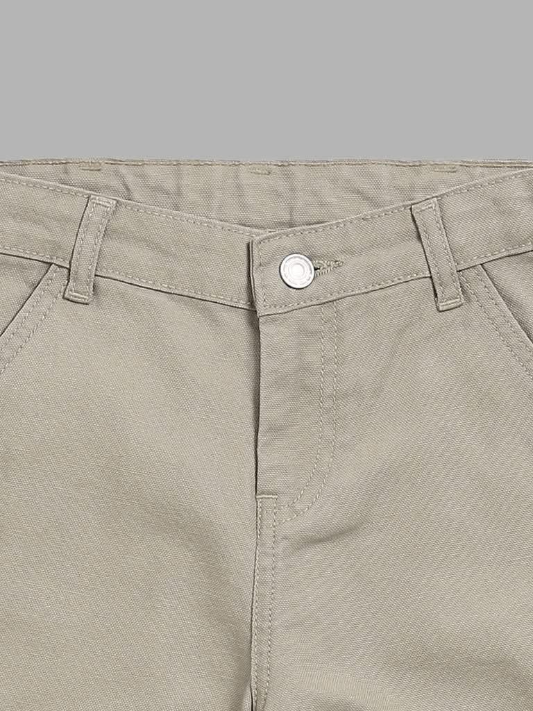 Y&F Kids Solid Beige Cargo Pants