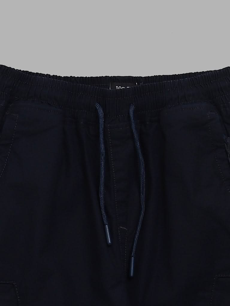 Y&F Kids Solid Navy Cargo Chinos