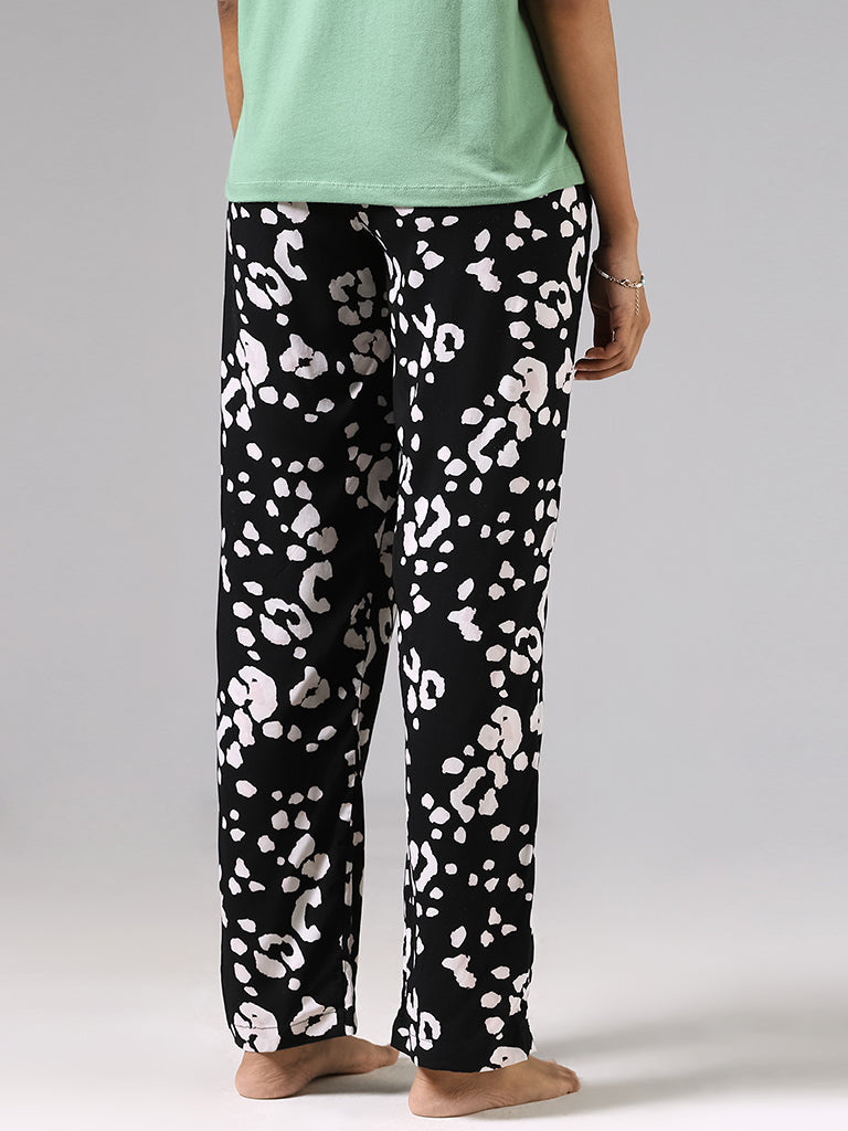 Wunderlove Black Animal Printed Pyjamas