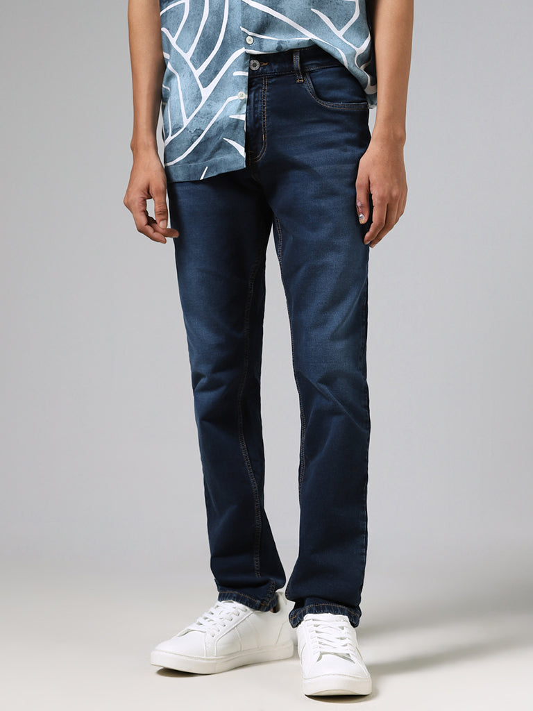 Nuon Dark Blue Slim - Fit Mid - Rise Jeans