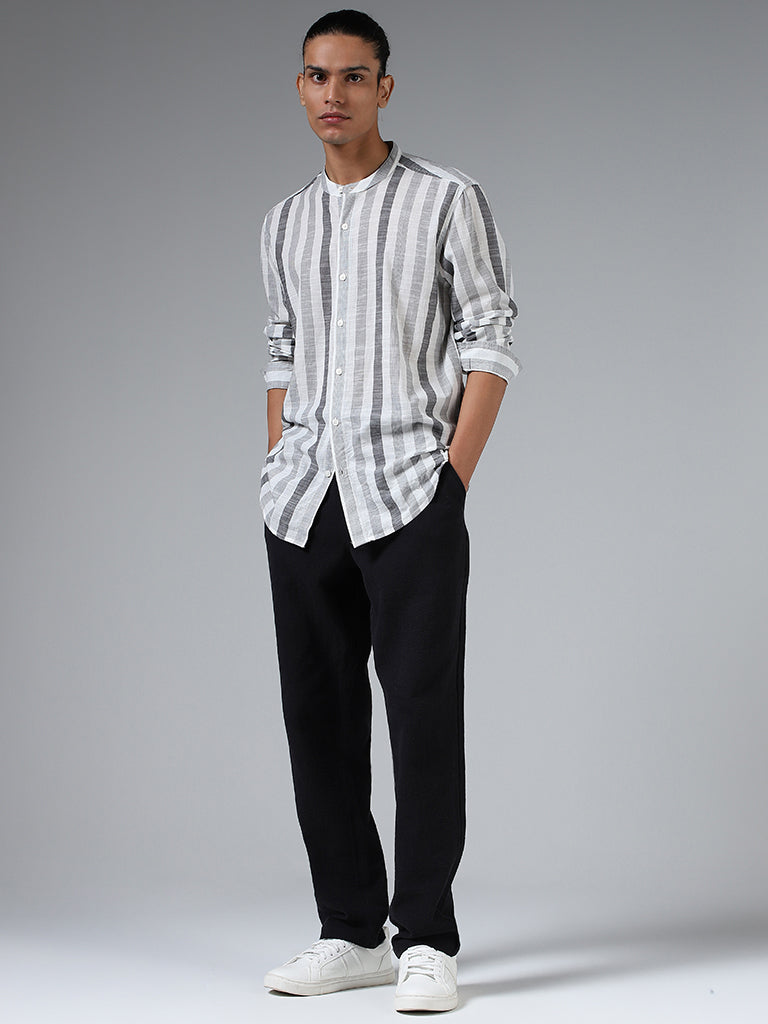 ETA Black & White Striped Cotton Resort-Fit Shirt