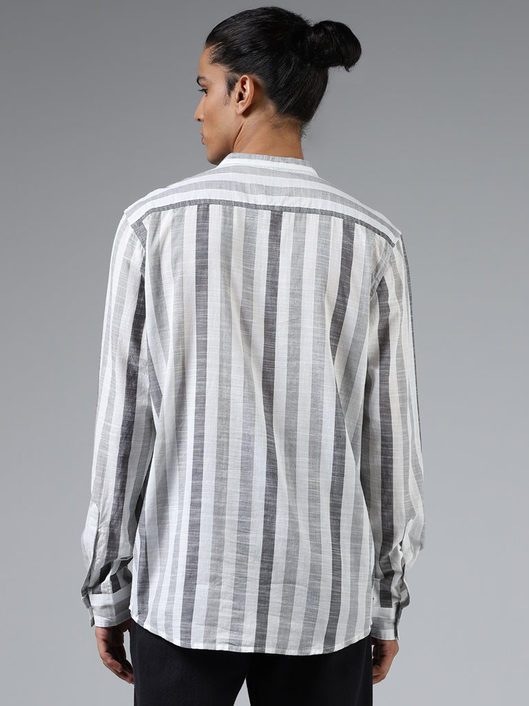 ETA Black & White Striped Cotton Resort-Fit Shirt