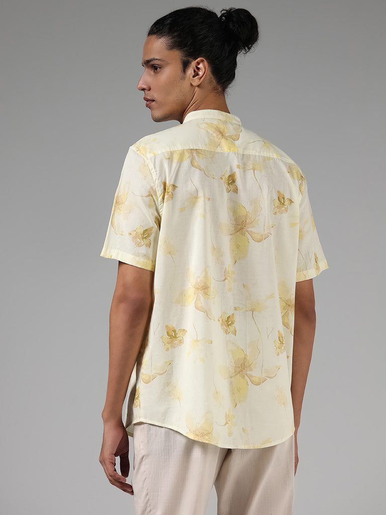 ETA Yellow Floral Printed Cotton Resort-Fit Shirt