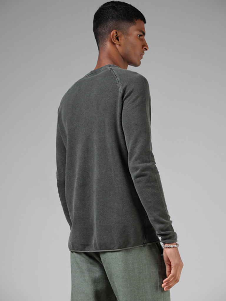 ETA Olive Self-Textured Slim-Fit T-Shirt