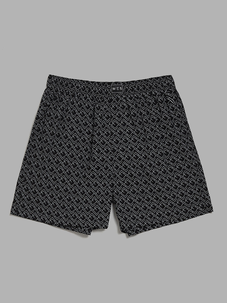 WES Lounge Black & White Relaxed-Fit Boxers - Pack of 2