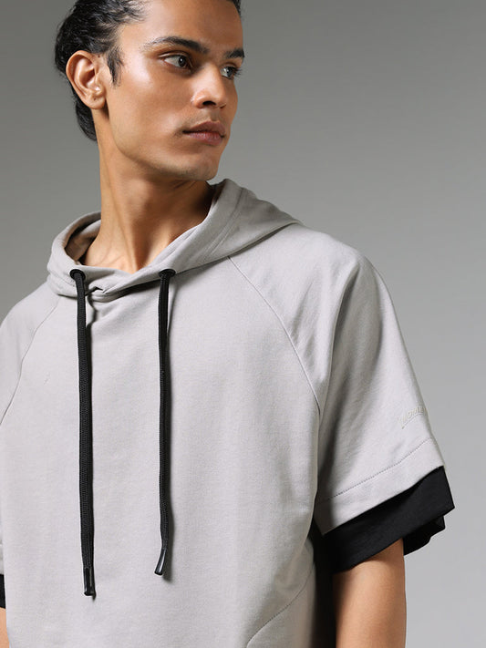 Studiofit Grey Relaxed-Fit Hoodie Pullover