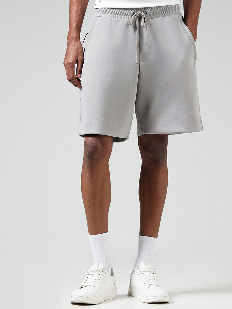 Studiofit Grey Relaxed-Fit Mid-Rise Shorts